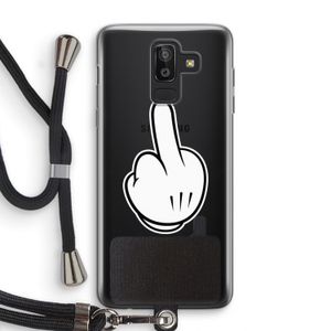 Middle finger black: Samsung Galaxy J8 (2018) Transparant Hoesje met koord