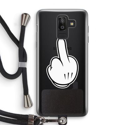 Middle finger black: Samsung Galaxy J8 (2018) Transparant Hoesje met koord