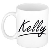 Kelly voornaam kado beker / mok sierlijke letters - gepersonaliseerde mok met naam - Naam mokken - thumbnail