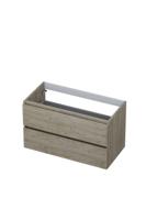 Onderkast INK 2 laden greeploos met houten keerlijst 90 cm x 45 cm x 52 cm Greige eiken 1257139 Onderkast INK 2 laden greeploos met houten keerlijst 90 cm x 45 cm x 52 cm Greige eiken 1257139