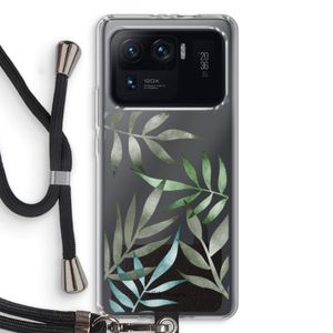 Tropical watercolor leaves: Xiaomi Mi 11 Ultra Transparant Hoesje met koord