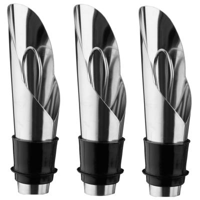 5Five Vacuum wijnstopper met afsluitdop - 3x stuks - metaal - 2 x 2 x 8 cm - Flessenstop