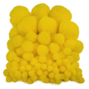 Pompons - 200x - geel - 10-45 mm - hobby/knutsel materialen