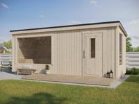 Interflex Carel XL Buitensauna 600x225 cm 18 mm vuren blank- Lessenaarsdak- Onbehandeld vurenhout- Interflex