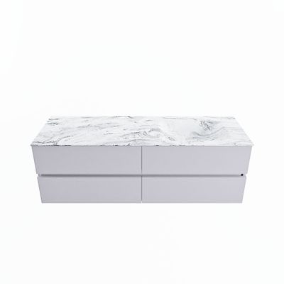 MONDIAZ VICA-DLUX 150cm badmeubel onderkast Cale 4 lades. Inbouw wastafel CLOUD rechts 1 kraangat, kleur Glace.
