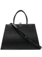 Thom Browne sac cabas en cuir grainé à logo imprimé - Noir