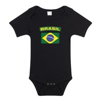 Brasil / Brazilie landen rompertje met vlag zwart voor babys 92 (18-24 maanden)  - - thumbnail
