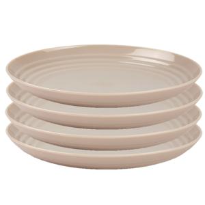 Rond bord/camping bord - 4x - Dia 25 cm - beige - kunststof - onbreekbaar