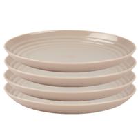 Rond bord/camping bord - 4x - Dia 25 cm - beige - kunststof - onbreekbaar