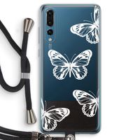 White butterfly: Huawei P20 Pro Transparant Hoesje met koord