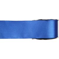 1x Blauwe satijnlint rollen 2,5 cm x 25 meter cadeaulint verpakkingsmateriaal   -