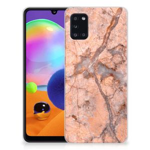 Samsung Galaxy A31 TPU Siliconen Hoesje Marmer Oranje