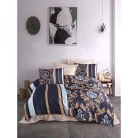Beddengoedset - 1 dekbedovertrek 220 x 240 cm + 2 kussenslopen 60 x 60 cm - 100% microsatijn polyester - Blauw - thumbnail