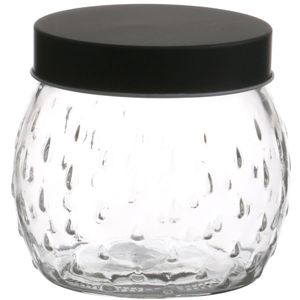 Voorraadpot/bewaarpot Mora - 1L - glas - zwart - D13 x H13 cm