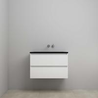 On-Line Onderkast - 80 cm - Voorgemonteerd - Ladestructuur - Acryl Wastafel - zonder Kraangat - Hoogglans Wit