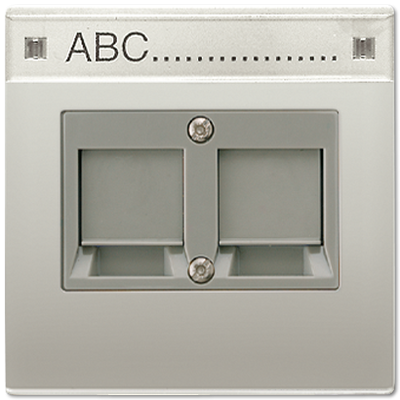Jung RJ45 inbouwset met draagframe en inzetplaat (excl. connectoren) Edelstaal ES2969-2NWE