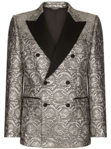 Dolce & Gabbana blazer en jacquard à revers satinés - Gris