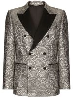 Dolce & Gabbana blazer en jacquard à revers satinés - Gris - thumbnail