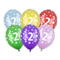 6x stuks verjaardag ballonnen 2 jaar thema met sterretjes