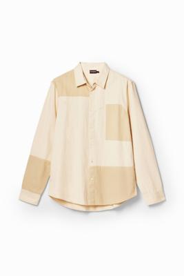 Twill shirt met patch - BROWN - XL