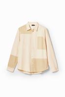 Twill shirt met patch - BROWN - XL