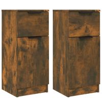 The Living Store Dressoir - Gerookt Eiken - 30 x 30 x 70 cm - Met deur en lade - thumbnail