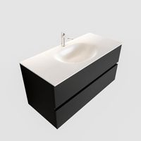 MONDIAZ VICA Badkamermeubelset - 100cm - 2 lades - wasbak Moon midden - 1 kraangat - solid surface urban PC75341472 - thumbnail