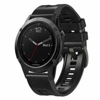 leer + siliconen bandje - Zwart - Garmin Fenix 7 / 6 / 5 - thumbnail