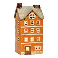 Lichthuis van aardewerk, oranje (B/H/D) 11x22x9cm