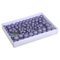 100x Paarse glitter mini kerstballen stekers kunststof 2/3/4 cm