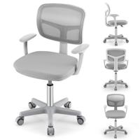 360° Draaibare Kinderschrijftafelstoel 80-91,5 cm in Hoogte Verstelbare Jeugdstoel Grijs