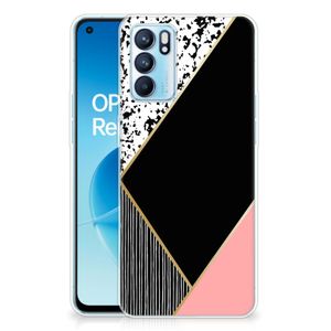 OPPO Reno 6 5G TPU Hoesje Zwart Roze Vormen