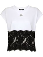 Dolce & Gabbana t-shirt DG à détails de dentelle - Blanc