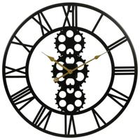 Ostaria Wandklok/muur klok - open uurwerk - D50 cm - metaal - zwart