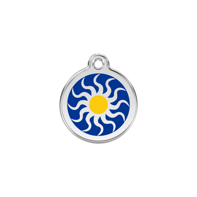 Tribal Sun Navy roestvrijstalen hondenpenning small/klein dia. 2 cm - Reddingo