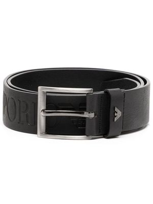 Emporio Armani ceinture en cuir à logo débossé - Noir