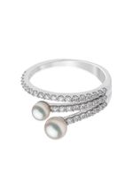 Yoko London bague Sleek en or blanc 18ct ornée de perles d'Akoya et diamants - Argent - thumbnail