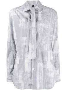 Y's chemise rayée à col noué - Gris