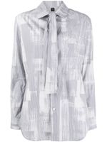 Y's chemise rayée à col noué - Gris