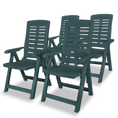 Tuinstoelen 4 st verstelbaar kunststof groen