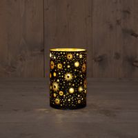 B.O.T. Cylinder Glass Black Star 10X15 cm 8Led Warm White - Anna's Collection - thumbnail