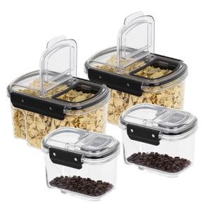 Voorraad bus set van 4 - transparant - 1700 ml / 700 ml - met deksel - voorraadbus/bakjes