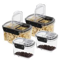 Voorraad bus set van 4 - transparant - 1700 ml / 700 ml - met deksel - voorraadbus/bakjes