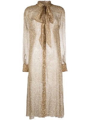Ermanno Scervino robe en soie à coupe mi-longue - Marron