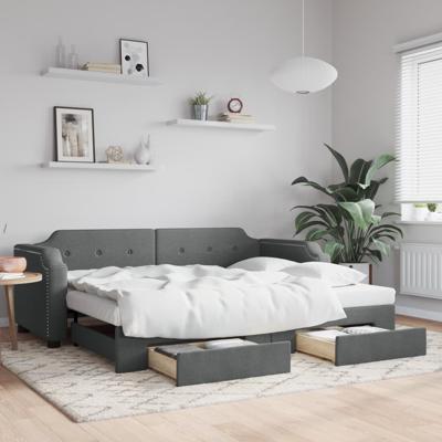 Slaapbank onderschuifbed en lades 90x200 cm stof donkergrijs