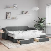 Slaapbank onderschuifbed en lades 90x200 cm stof donkergrijs