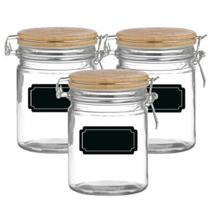 Weckpot/inmaakpot - 6x - 700 ml - glas - met beugelsluiting - incl. etiketten