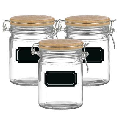 Weckpot/inmaakpot - 6x - 700 ml - glas - met beugelsluiting - incl. etiketten