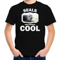 T-shirt seals are serious cool zwart kinderen - zeehonden/ grijze zeehond shirt XL (158-164)  - - thumbnail