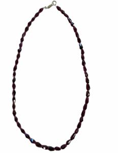 Half-edelsteen Granaat collier ketting 43 cm zilveren slotje